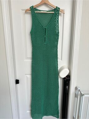 Mango Emerald Green Crochet Maxi Dress - 4 US